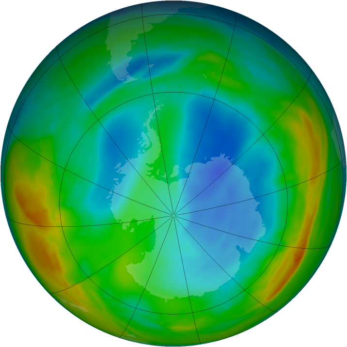 Antarctic ozone map for 11 July 2007